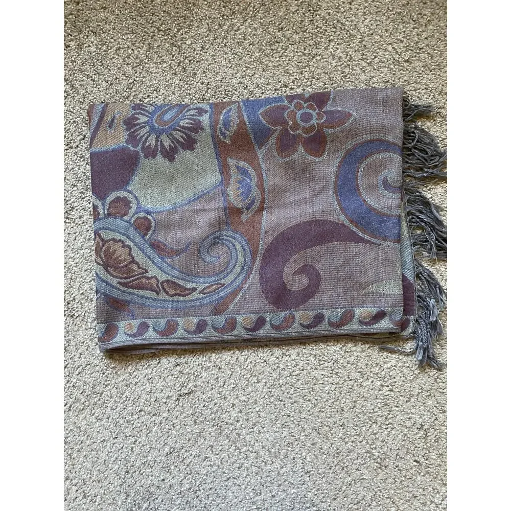 Cashmere Scarf/Wrap Multicolor Paisley Floral Ethnic Elegant Shawl, Classic soft